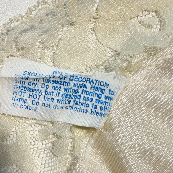 VINTAGE 70s nylon lace midi dress slip full length midi lingerie layer nightgown - Picture 11 of 13